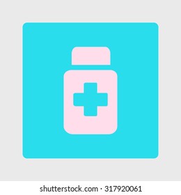 Drugs sign icon. Pack with pills. Flat design style. Vector EPS 10.