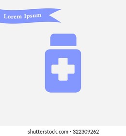 Drugs sign icon. Pack with pills. Flat design style. Vector EPS 10.
