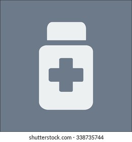 Drugs sign icon. Pack with pills. Flat design style. Vector EPS 10.