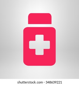 Drugs sign icon. Pack with pills. Flat design style. Vector EPS 10.