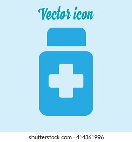 Drugs sign icon. Pack with pills. Flat design style. Vector EPS 10.