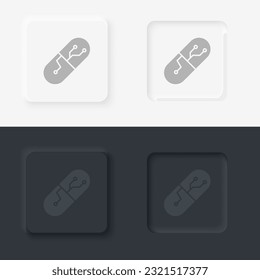 Drugs, smart, neomorphism style, vector icon with button