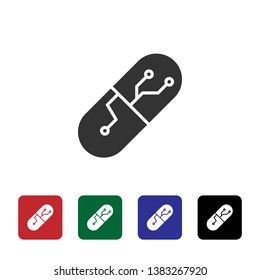 Drugs, smart vector icon. Simple element illustration from biotechnology concept. Drugs, smart vector icon. Bioengineering vector Illustration.