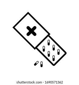 Drugs vector black icon against coronavirus 