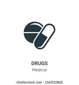 Drugs vector icon on white background. Flat vector drugs icon symbol sign from modern medical collection for mobile concept and web apps design.