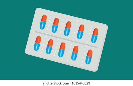 Drogen. Vektorgrafik von Blisterpackungen, Tabletten.