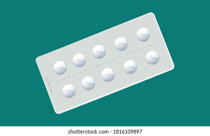 Drugs. Vector illustration of blisters, tablets.