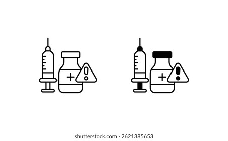 Design de ícone de aviso de drogas com ilustração de estoque de fundo branco