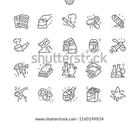 Drugs Well-crafted Pixel Perfect Vector Thin Line Icons 30 2x Grid for Web Graphics and Apps. Simple Minimal Pictogram