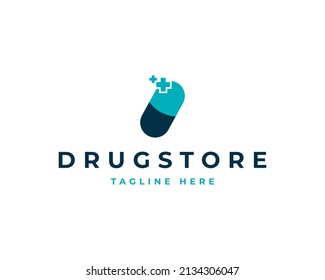 Drugstore Delivery Fast Capsule Logo Vector Design Inspiration