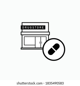 Drugstore Icon. Apotek, Pharmacy Store Symbol - Vector.