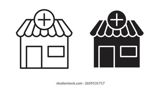 Vector de icono de droguería editable. conjunto de Vectores negros