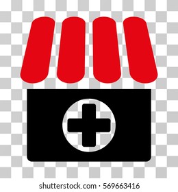Drugstore icon. Vector illustration style is flat iconic bicolor symbol, intensive red and black colors, transparent background. Designed for web and software interfaces.