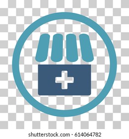 Drugstore icon. Vector illustration style is flat iconic bicolor symbol, cyan and blue colors, transparent background. Designed for web and software interfaces.