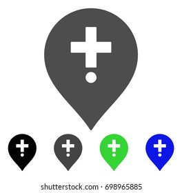 Drugstore Marker flat vector pictograph. Colored drugstore marker, gray, black, blue, green icon versions. Flat icon style for web design.