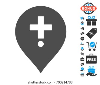 Drugstore Marker gray pictograph with free bonus pictograph collection. Vector illustration style is flat iconic symbols.