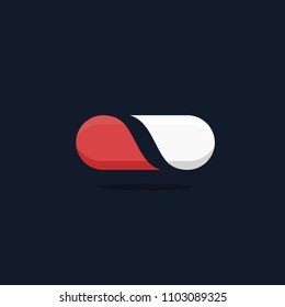 Drugstore Pharmacy Red and White Pill Logo Icon.