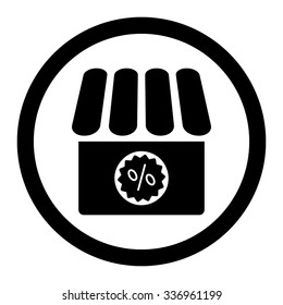 Drugstore Sale vector icon. Style is flat rounded symbol, black color, rounded angles, white background.
