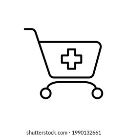 drugstore shopping cart outline icon vector 