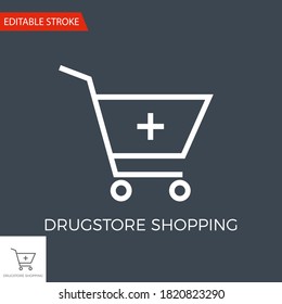 Icono de vector de línea delgada de la tienda de tambores. Icono plano aislado en el fondo negro. Archivo EPS de trazo editable. Ilustración vectorial.