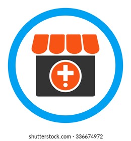 Drugstore vector icon. Style is flat rounded symbol, bright colors, rounded angles, white background.