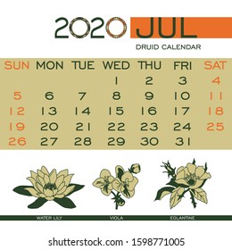 Druid Flower Horoscope July 2020. July Flowers: Water Lily, Violet, Rosehip