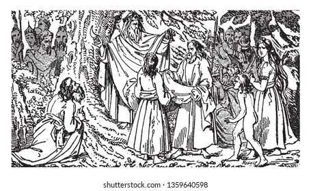 Druids Was At The Height Of At The Time Of The Roman Invasion Uner Julius Caesar, Vintage Line Drawing Or Engraving Illustration.