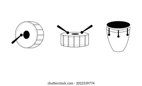 Drum band tool symbol vector illustration isolated sign music design. stick graphics percussion acoustic rhythm sound.