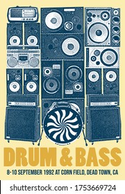 Drum   Bass Gig Poster Flyer Template