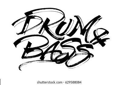 Drum and Bass Modern Calligraphy Hand Lettering for Silk Screen