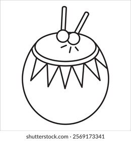 Drum or bedug stock icon outline vector