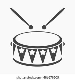 Drum black icon. Illustration for web and mobile design.