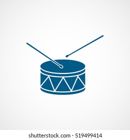 Drum Blue Flat Icon On White Background