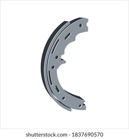 Drum Brake Shoe Icon, Automobile Brake Part Vector Art Illustration