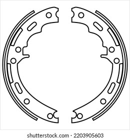 Drum Brake Shoe Icon, Automobile Brake Part Vector Art Illustration