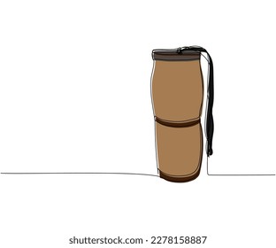 Drum, Buhai one line color art. Continuous line drawing of Ukrainian folk percussion instrument, drum, drumstick, kit, stick, music, performer, vintage, rock, band, percussion, sound, bass, musician.