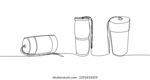 Drum, Buhai set one line art. Continuous line drawing of Ukrainian folk percussion instrument, big drum, music, performer, song, vintage, rock, instrument, band, percussion, sound, bass, musician.