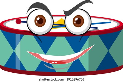 Caricatura de tambor con ilustración de expresión facial