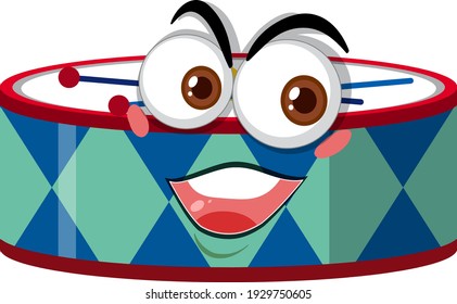 Drum cartoon character with facial expression illustration
