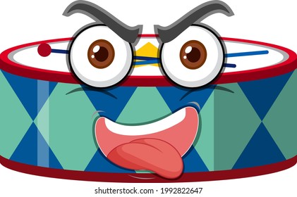 Drum cartoon character with facial expression illustration