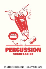 Drum Cartoon Character Mascot Illustration