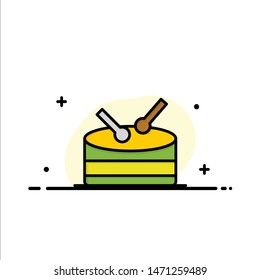 Drum, Celebration  Business Flat Line Filled Icon Vector Banner Template. Vector Icon Template background