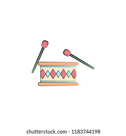 drum with chopsticks colored icon. Element of colored circus icon for mobile concept and web apps. Color drum with chopsticks icon can be used for web and mobile