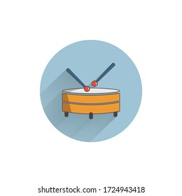 Drum colorful flat icon with long shadow. Drum flat icon