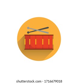 Drum colorful flat icon with shadow. musical instrument flat icon