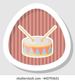 Drum colorful icon. Vector illustration in cartoon style