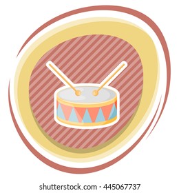 Drum colorful icon. Vector illustration in cartoon style