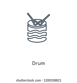 Drum concept line icon. Linear Drum concept outline symbol design. This simple element illustration can be used for web and mobile UI/UX.
