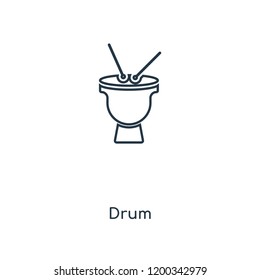 Drum concept line icon. Linear Drum concept outline symbol design. This simple element illustration can be used for web and mobile UI/UX.