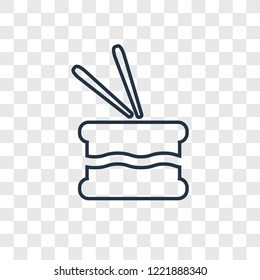 Drum concept vector linear icon isolated on transparent background, Drum concept transparency concept in outline style